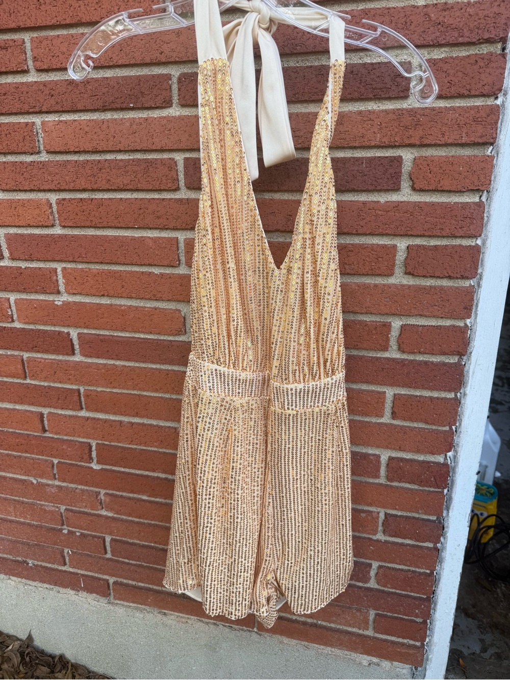 Lioness Champagne Sequin Halter Romper